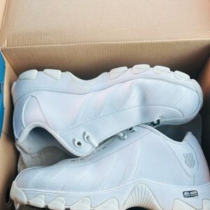 K-Swiss White and Blue Sneakers